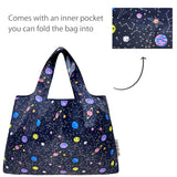 Wrapables Large & Small Foldable Nylon Reusable Shopping Bags (Set of 2), Solar System