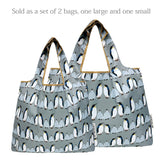 Wrapables Large & Small Foldable Nylon Reusable Shopping Bags (Set of 2), Penguin Family