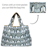 Wrapables Large & Small Foldable Nylon Reusable Shopping Bags (Set of 2), Penguin Family