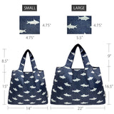 Wrapables Large & Small Foldable Nylon Reusable Shopping Bags (Set of 2), Fish