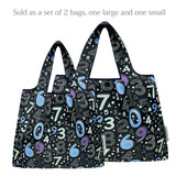 Wrapables Large & Small Foldable Nylon Reusable Shopping Bags (Set of 2), Numbers