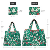 Wrapables Large & Small Foldable Nylon Reusable Shopping Bags (Set of 2), Festive Holiday