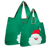 Wrapables Large & Small Foldable Nylon Reusable Shopping Bags (Set of 2), Santa Claus