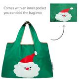 Wrapables Large & Small Foldable Nylon Reusable Shopping Bags (Set of 2), Santa Claus