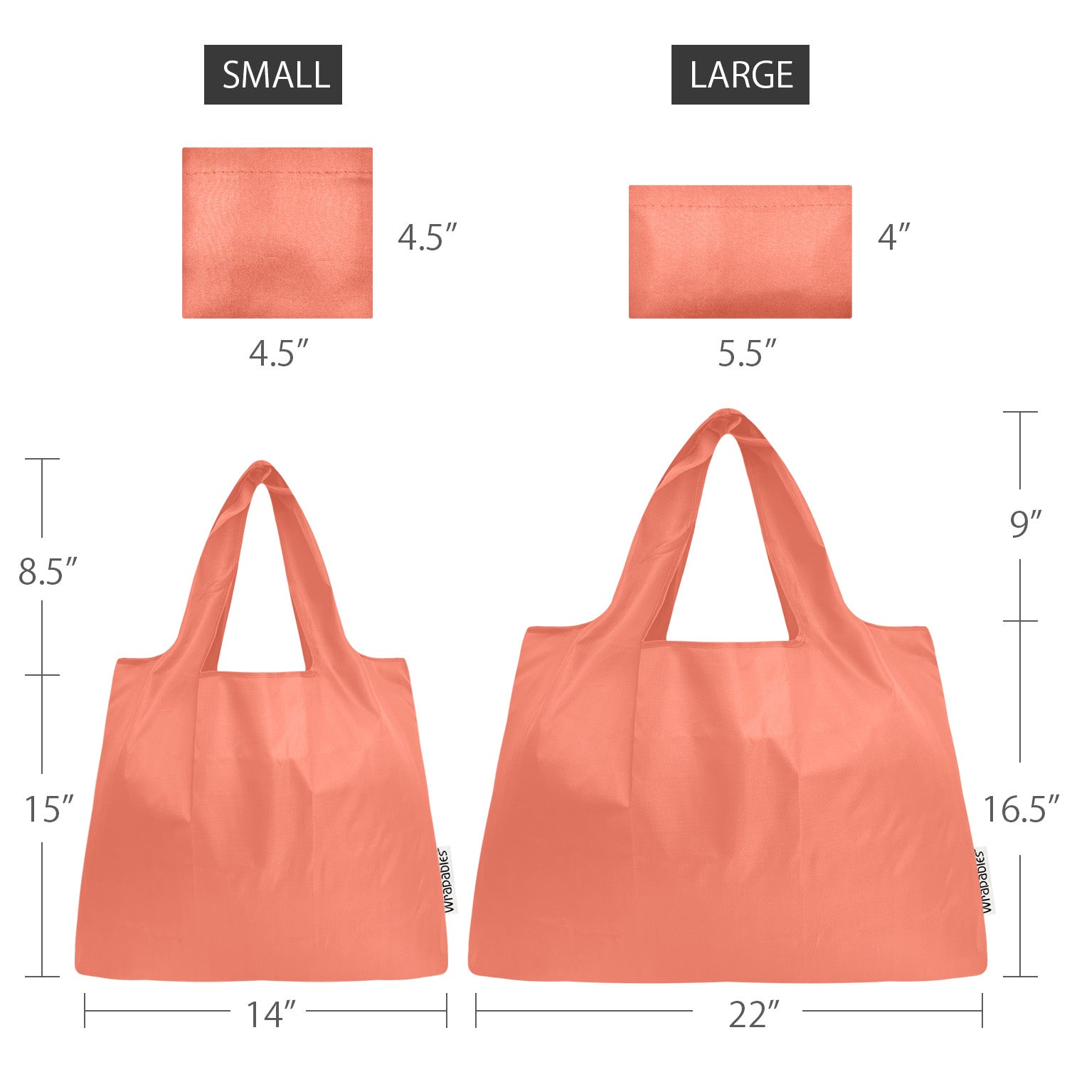 Wrapables Large & Small Foldable Tote Nylon Reusable Grocery Bags, Set of 2