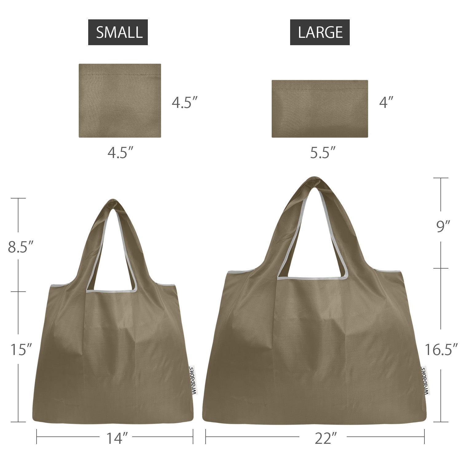 Wrapables Large & Small Foldable Tote Nylon Reusable Grocery Bags, Set of 2