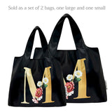 Wrapables Large & Small Monogram Nylon Reusable Bags, Set 2