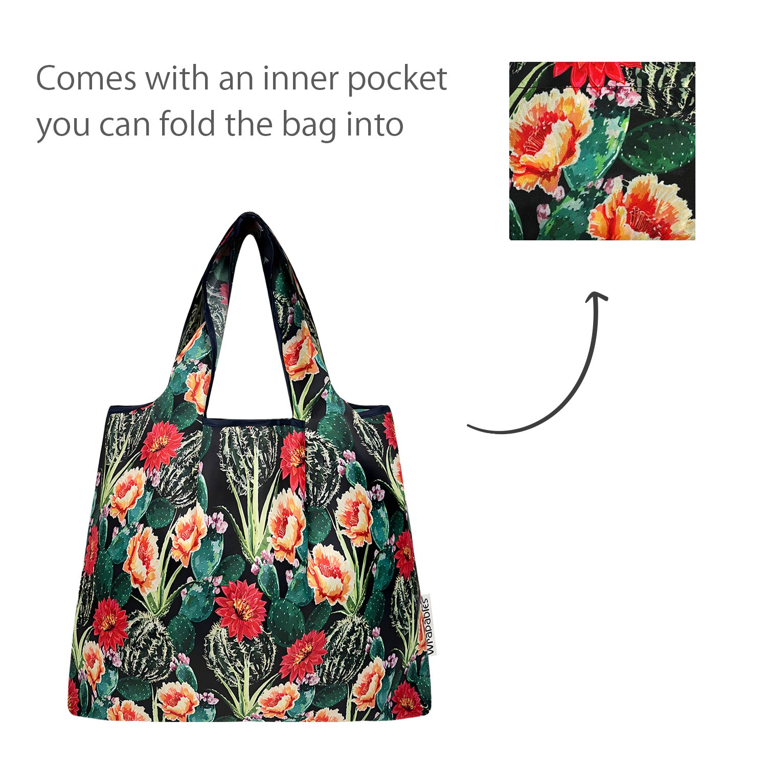 Wrapables Medium Foldable Tote Nylon Reusable Grocery Bags