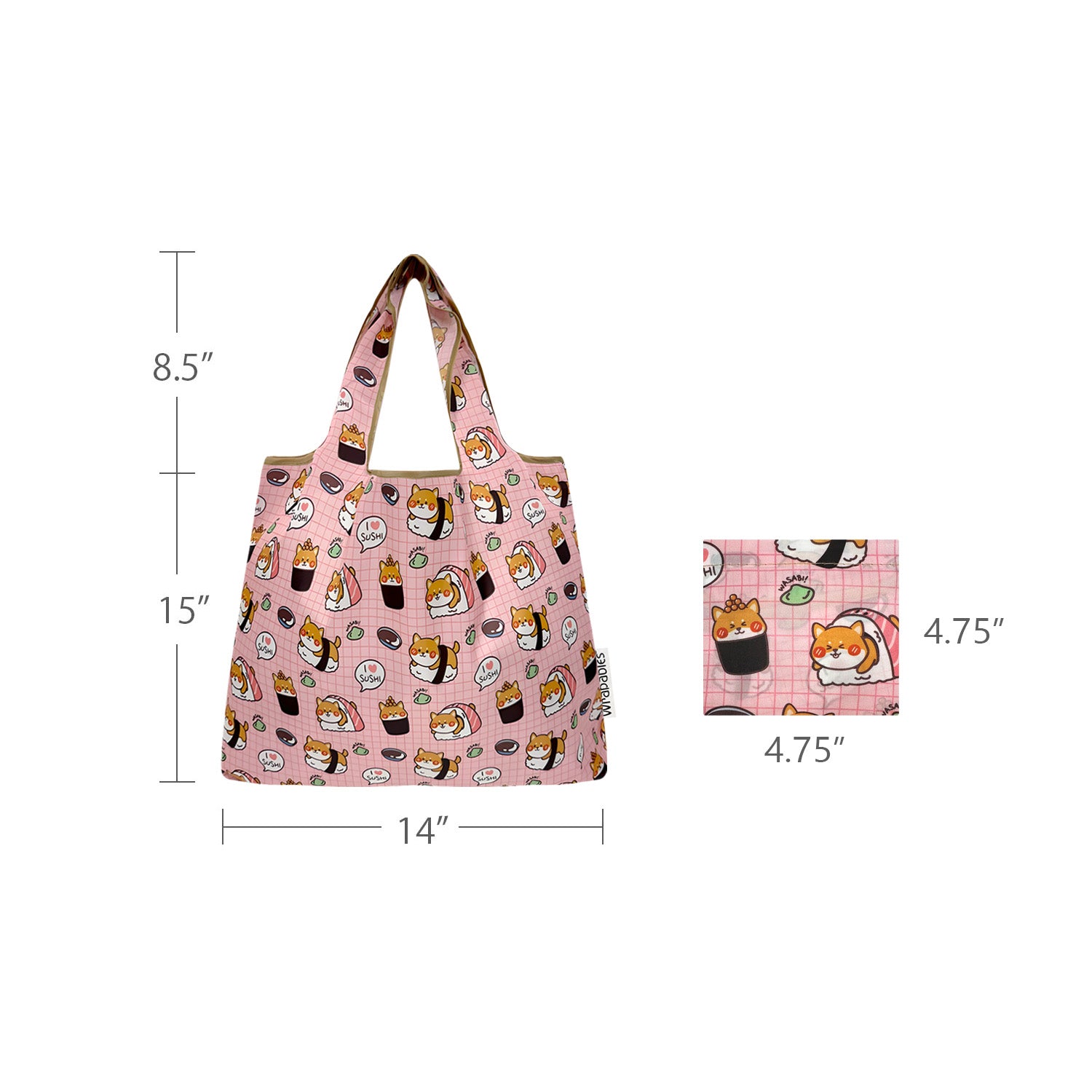 Wrapables Medium Foldable Tote Nylon Reusable Grocery Bags