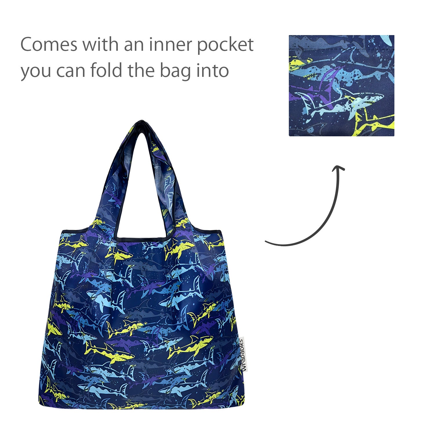 Wrapables Medium Foldable Tote Nylon Reusable Grocery Bags
