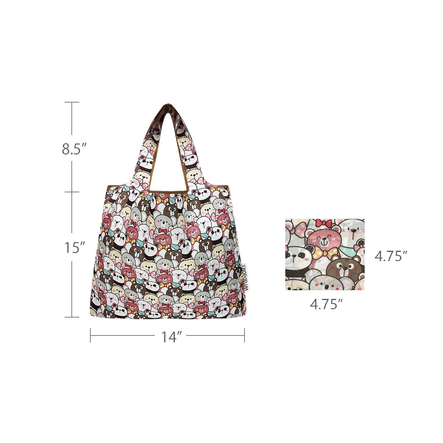 Wrapables Medium Foldable Tote Nylon Reusable Grocery Bags