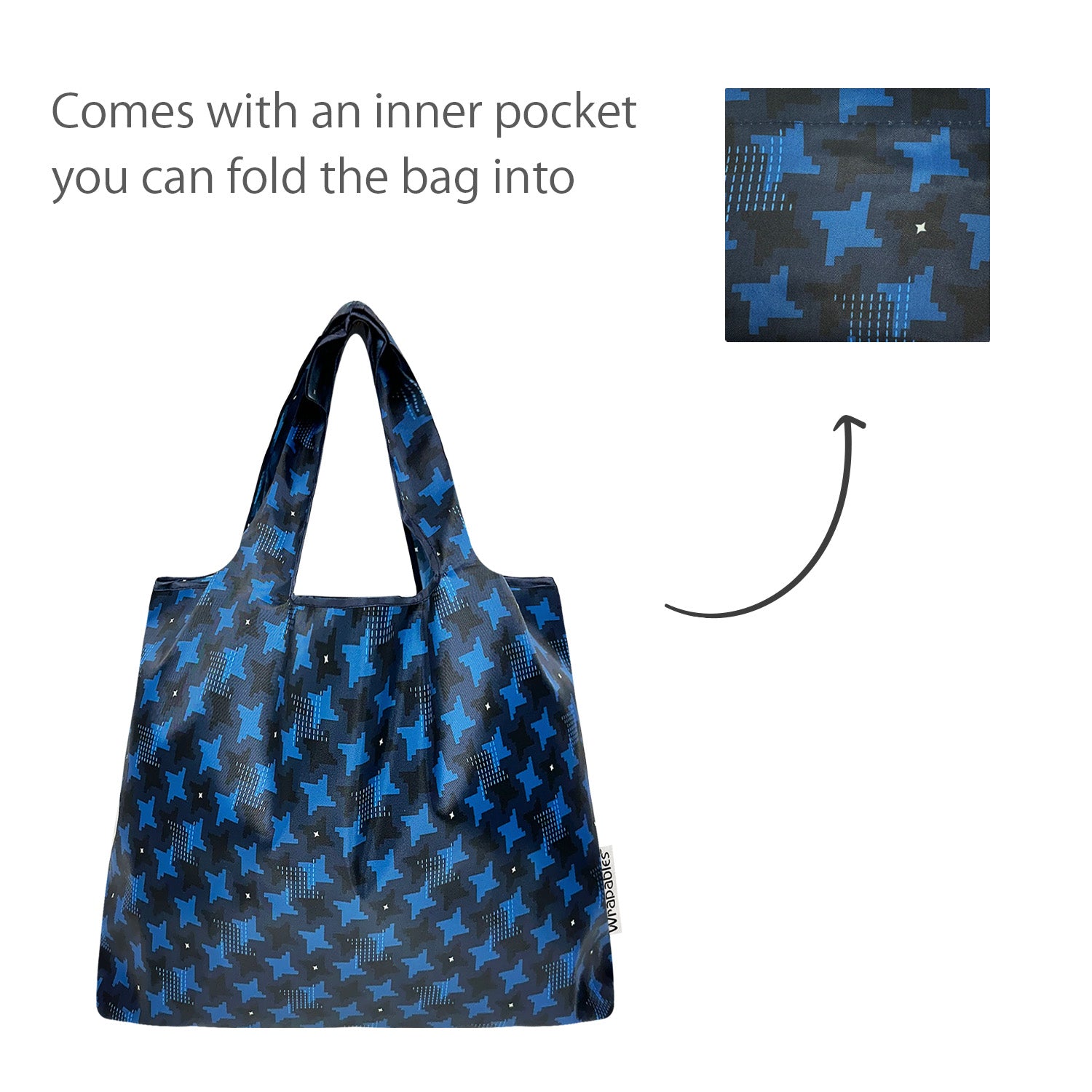 Wrapables Medium Foldable Tote Nylon Reusable Grocery Bags