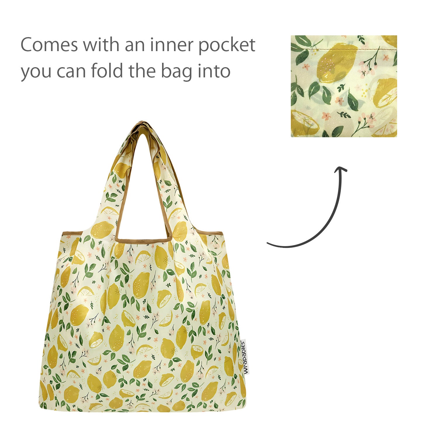Wrapables Medium Foldable Tote Nylon Reusable Grocery Bags