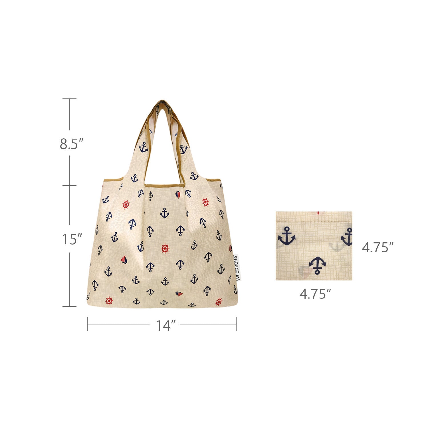 Wrapables Medium Foldable Tote Nylon Reusable Grocery Bags