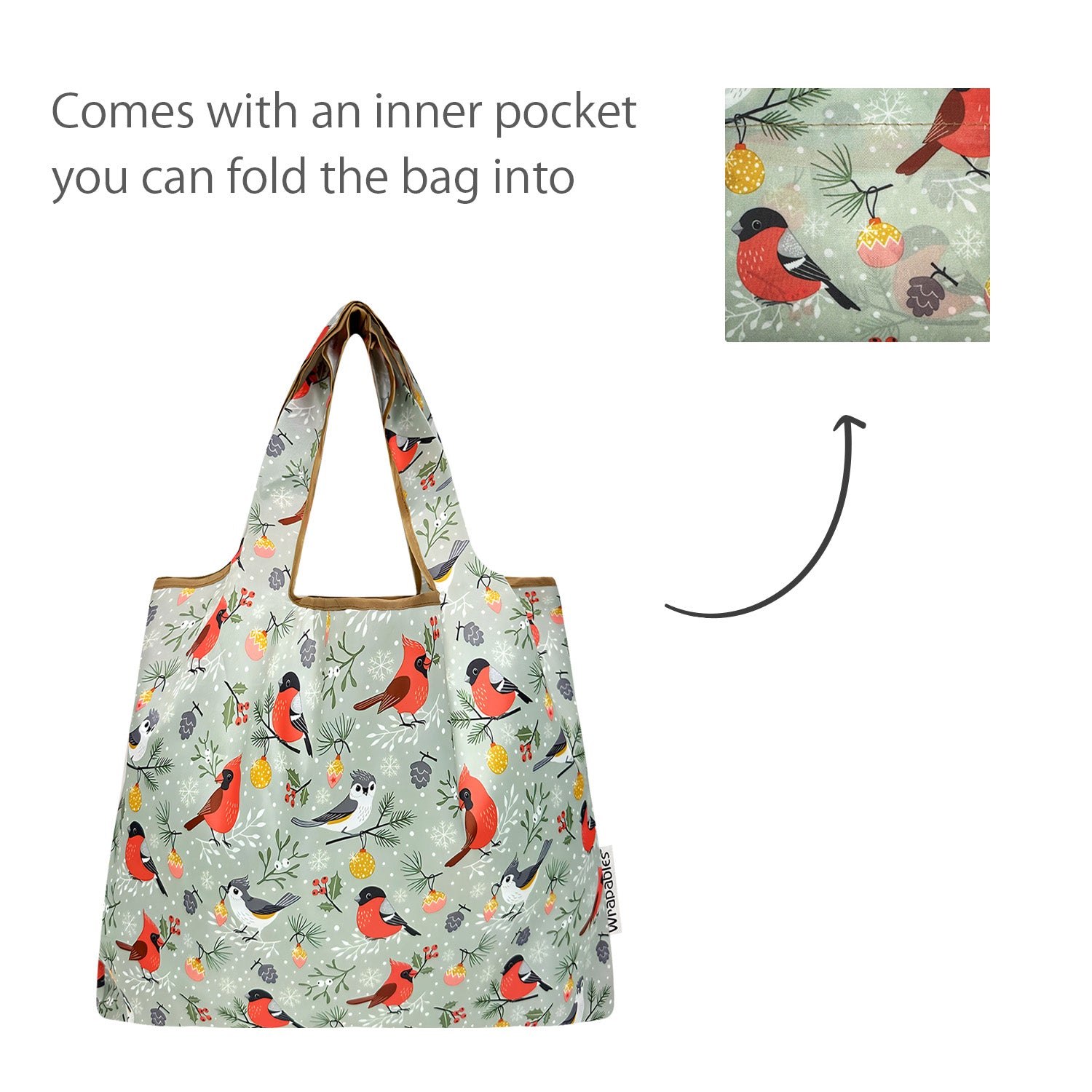 Wrapables Medium Foldable Tote Nylon Reusable Grocery Bags