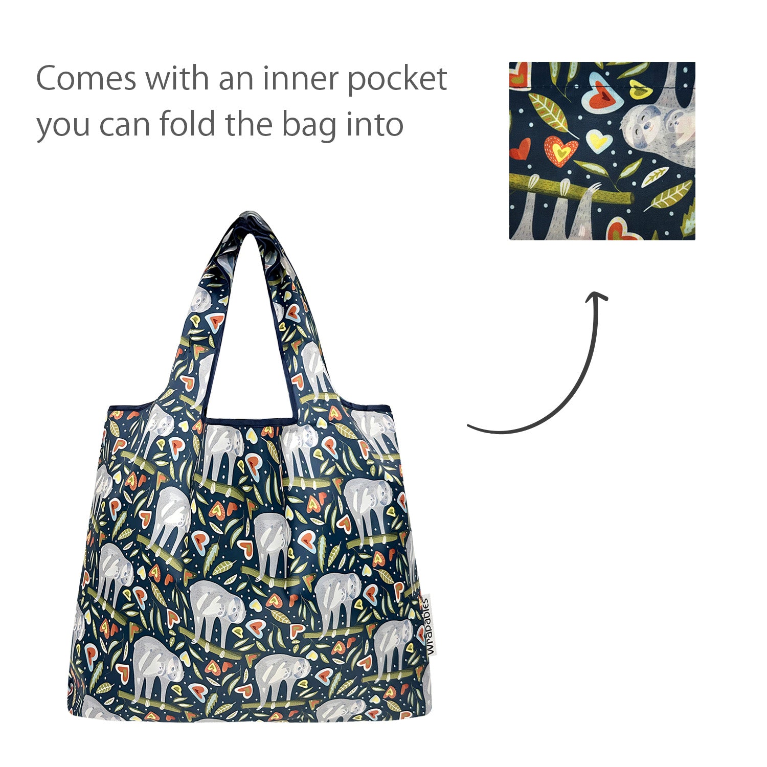Wrapables Medium Foldable Tote Nylon Reusable Grocery Bags