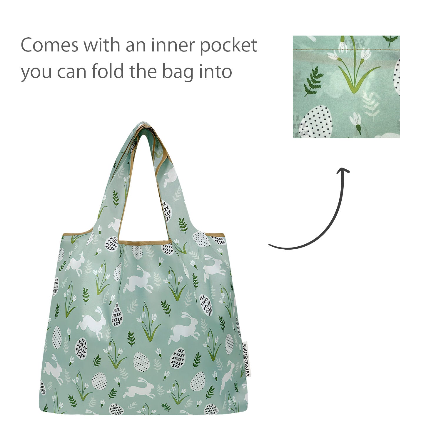Wrapables Medium Foldable Tote Nylon Reusable Grocery Bags