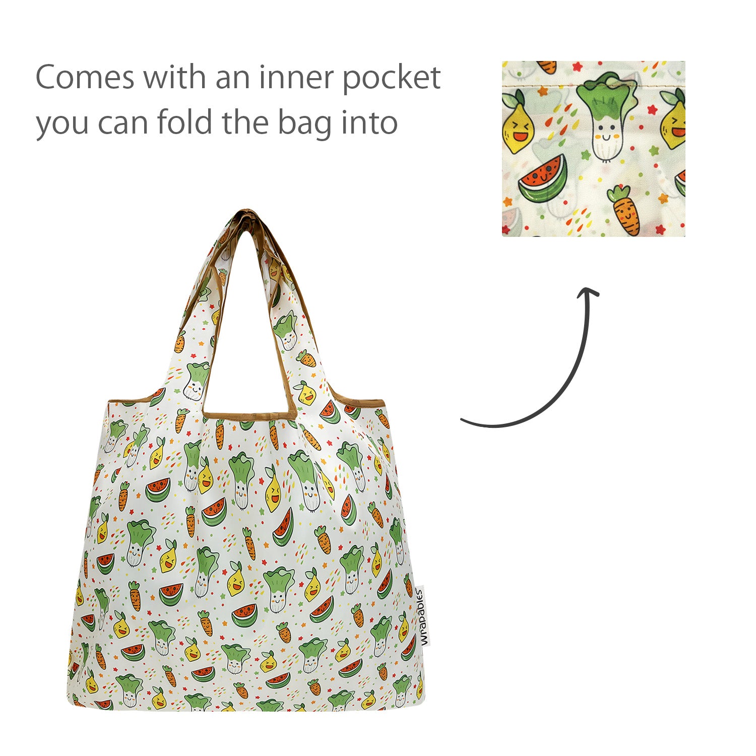 Wrapables Medium Foldable Tote Nylon Reusable Grocery Bags
