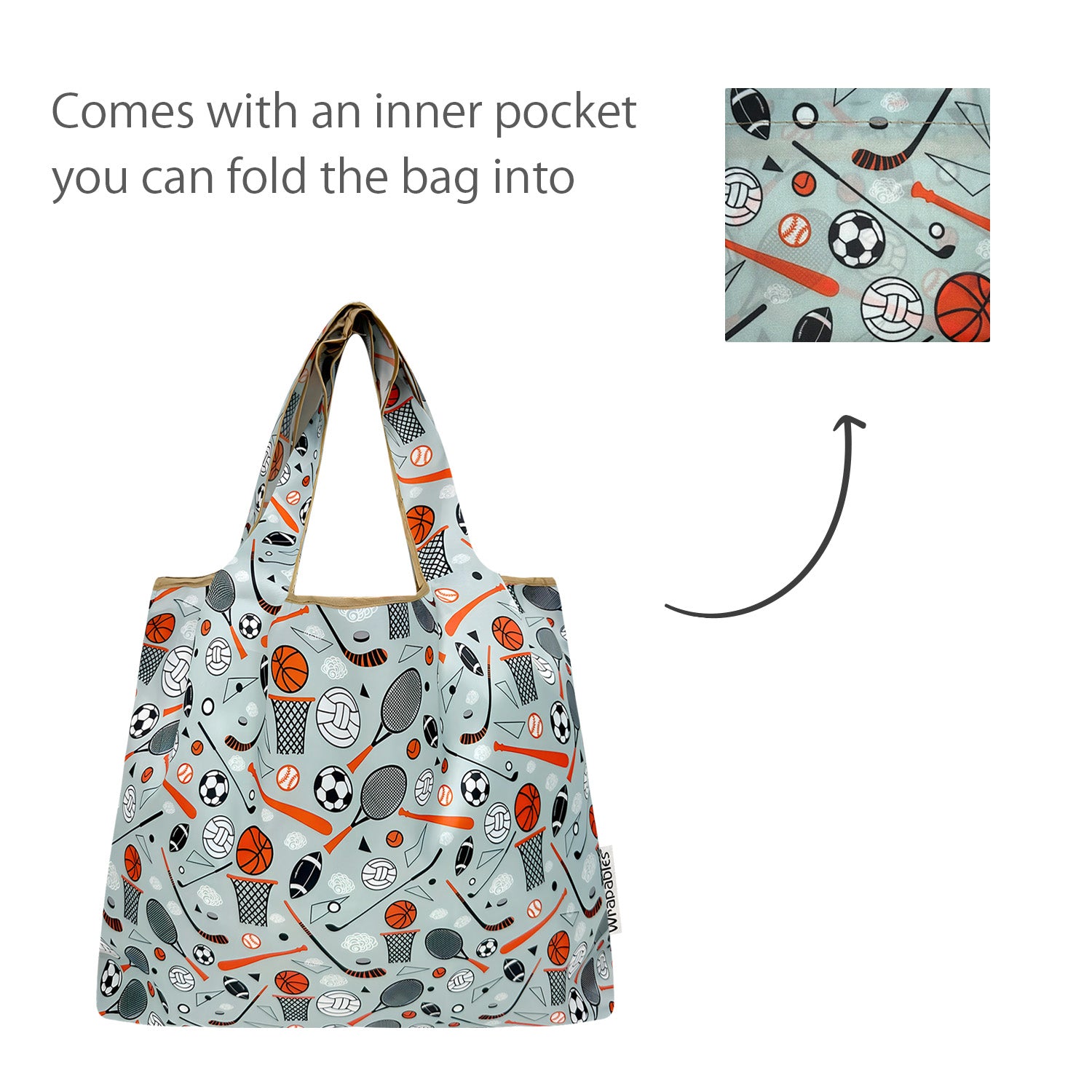 Wrapables Medium Foldable Tote Nylon Reusable Grocery Bags