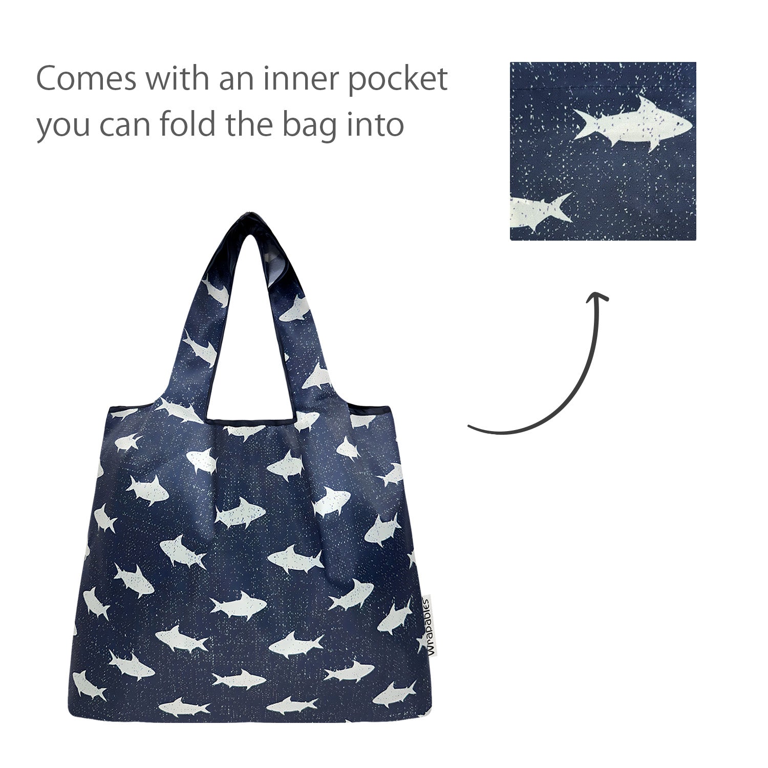Wrapables Medium Foldable Tote Nylon Reusable Grocery Bags