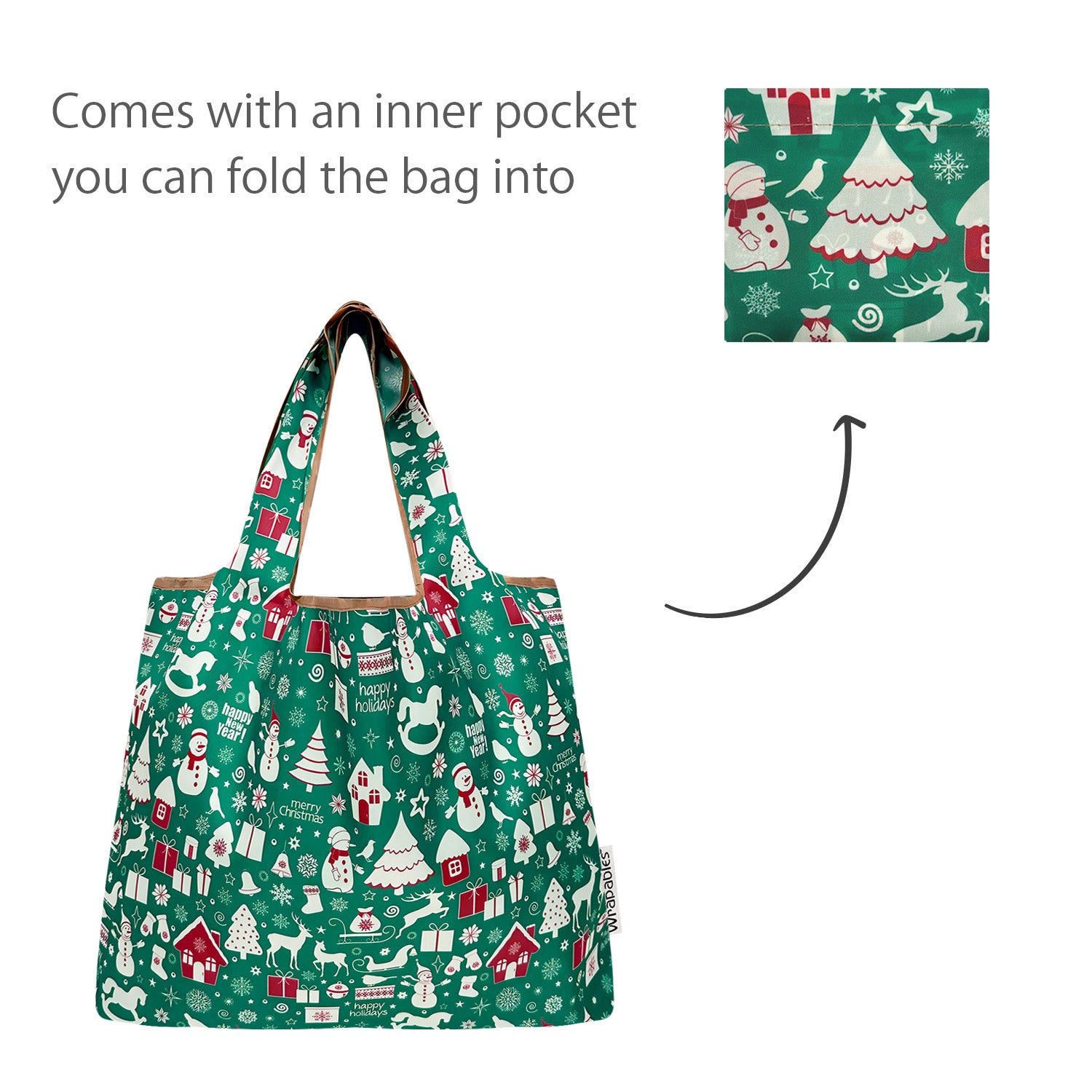 Wrapables Medium Foldable Tote Nylon Reusable Grocery Bags