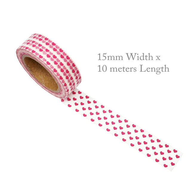 Wrapables Colorful Washi Masking Tape, Mini Red Hearts