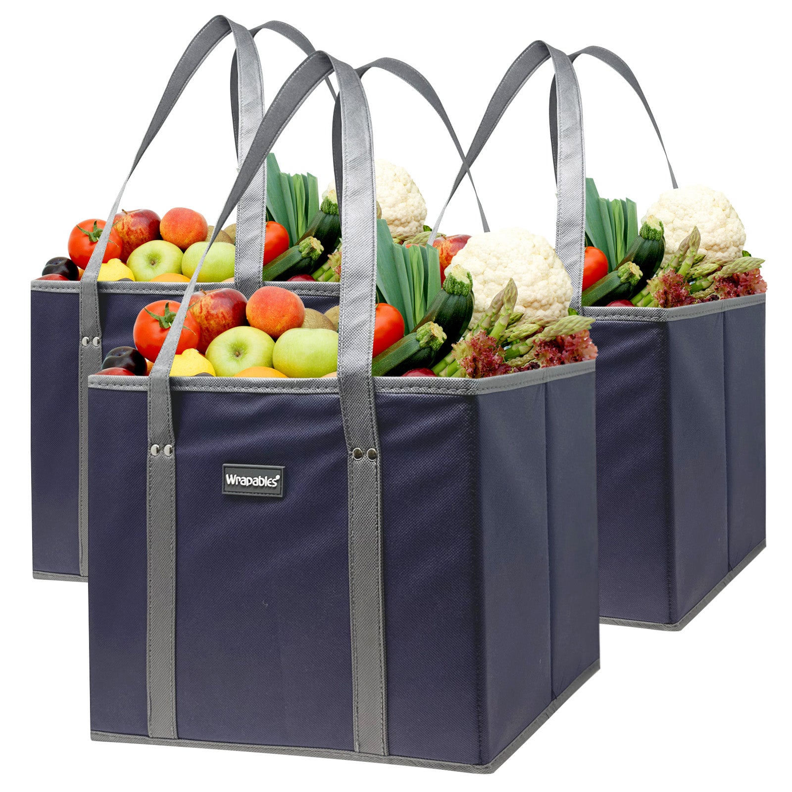 Wrapables 3Pk Heavy Duty Reusable Grocery Bags