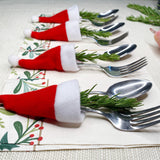 Wrapables Mini Santa Hat Silverware Holders, Wine Bottle Hats, Table Decor (Set of 12)