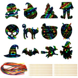 Wrapables 36pc DIY Rainbow Color Scratch Arts Ornaments