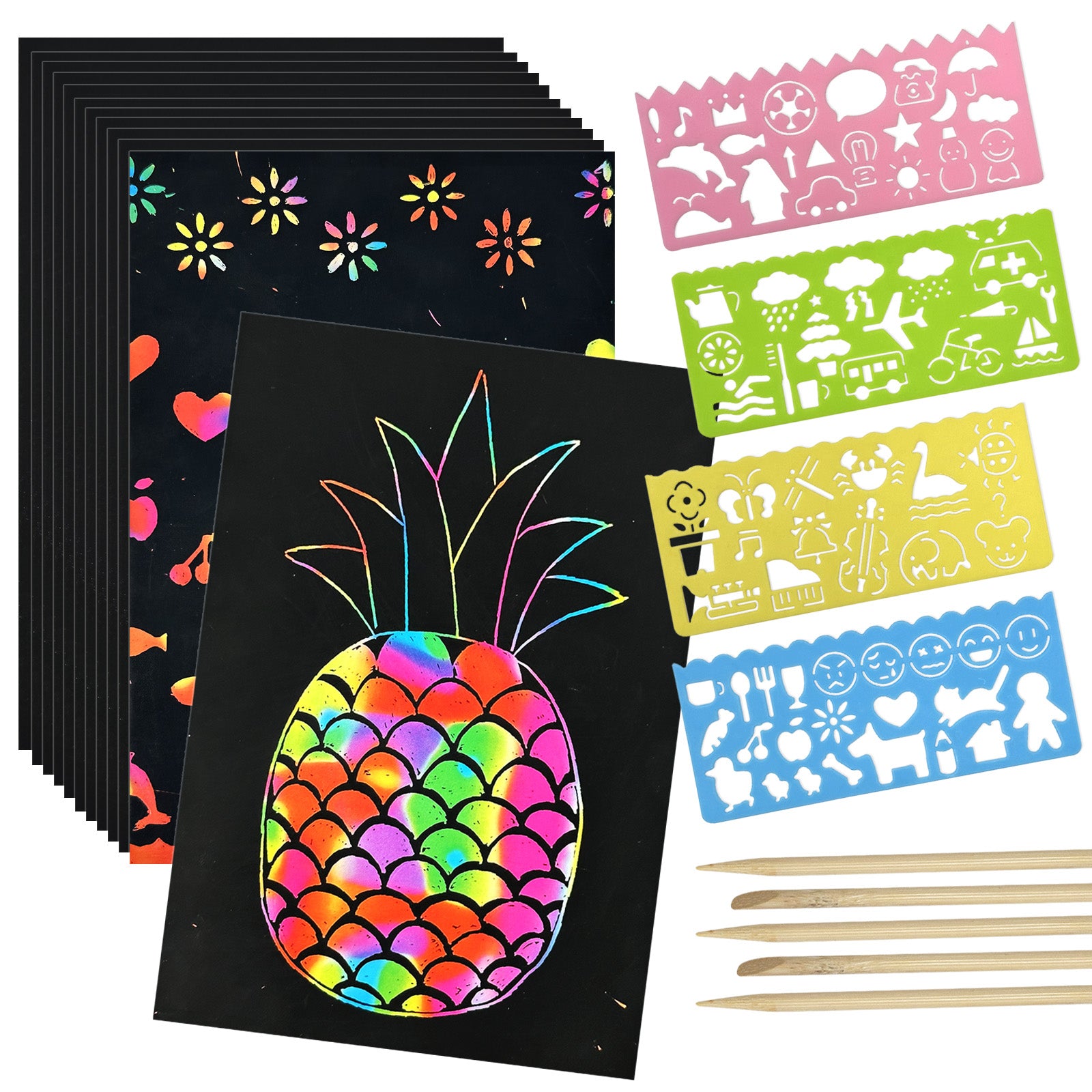 Wrapables DIY Rainbow Magic Scratch Arts Set, 50 Sheets