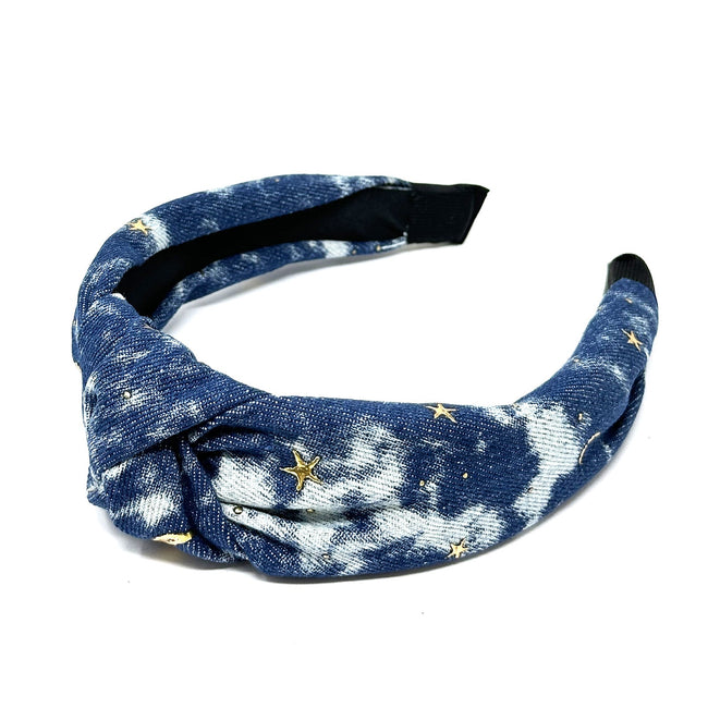 Wrapables Wide Knotted Headbands, Top Knot Headbands for Women and Girls, Starry Sky