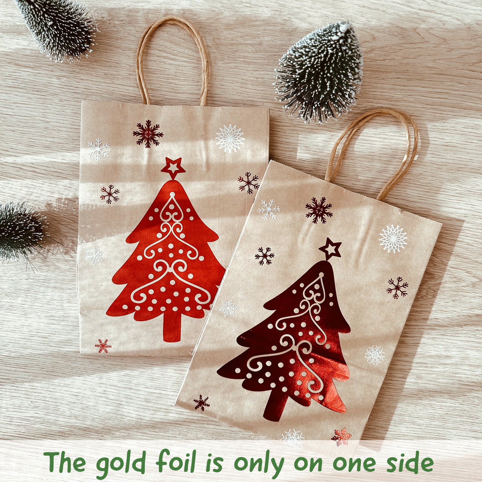 Wrapables 12pc Christmas Kraft Gift Bags with Tissue Paper