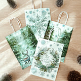 Wrapables 12pc Christmas Kraft Gift Bags with Tissue Paper