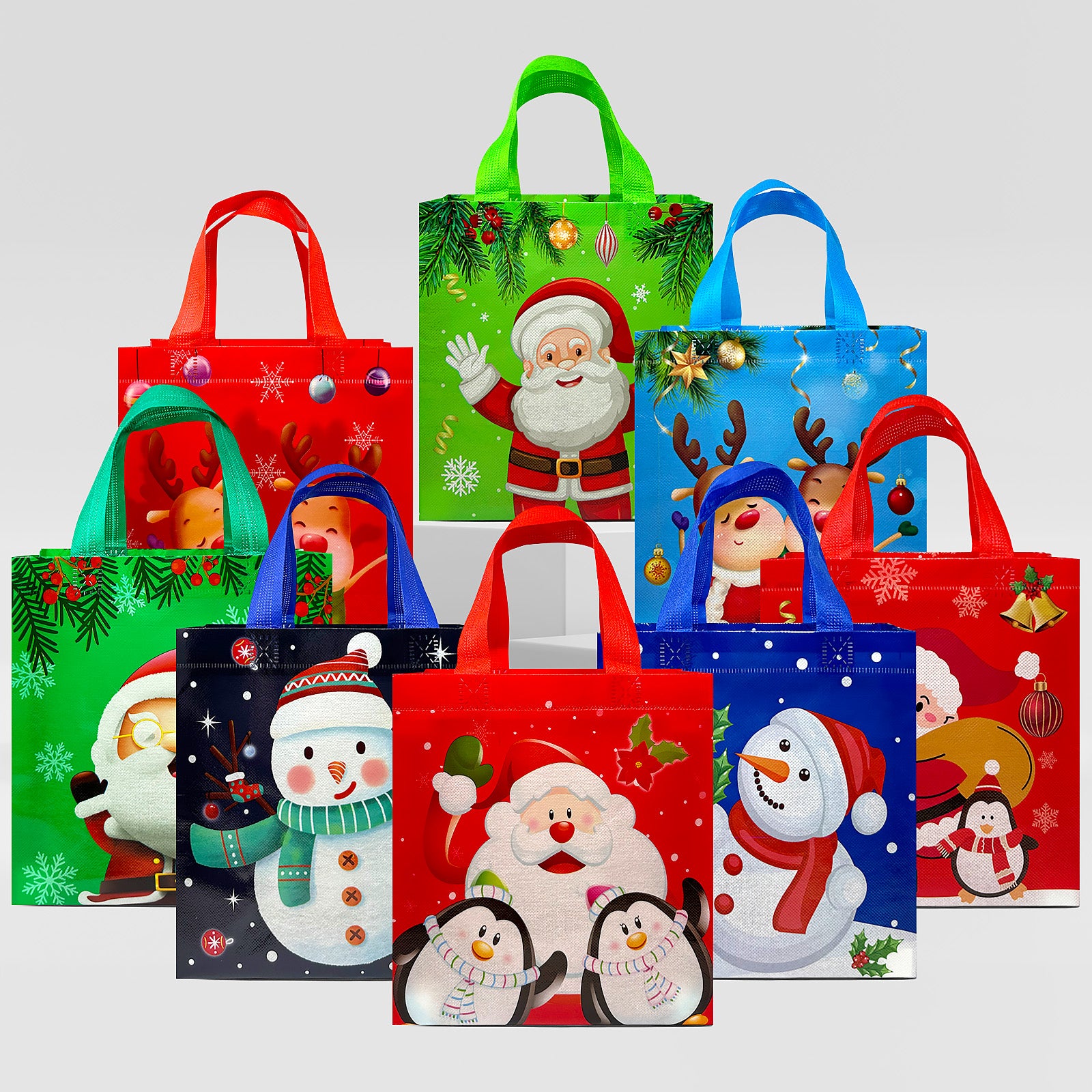 Wrapables Non-Woven Reusable Cheerful Christmas Gift Bags