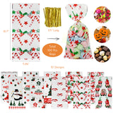 Wrapables 100pcs Christmas Cellophane Treat Bags and Ties