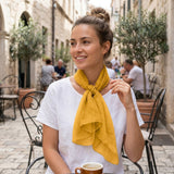 Wrapables Women's Sheer Solid Color Lightweight Long Scarf, Saffron