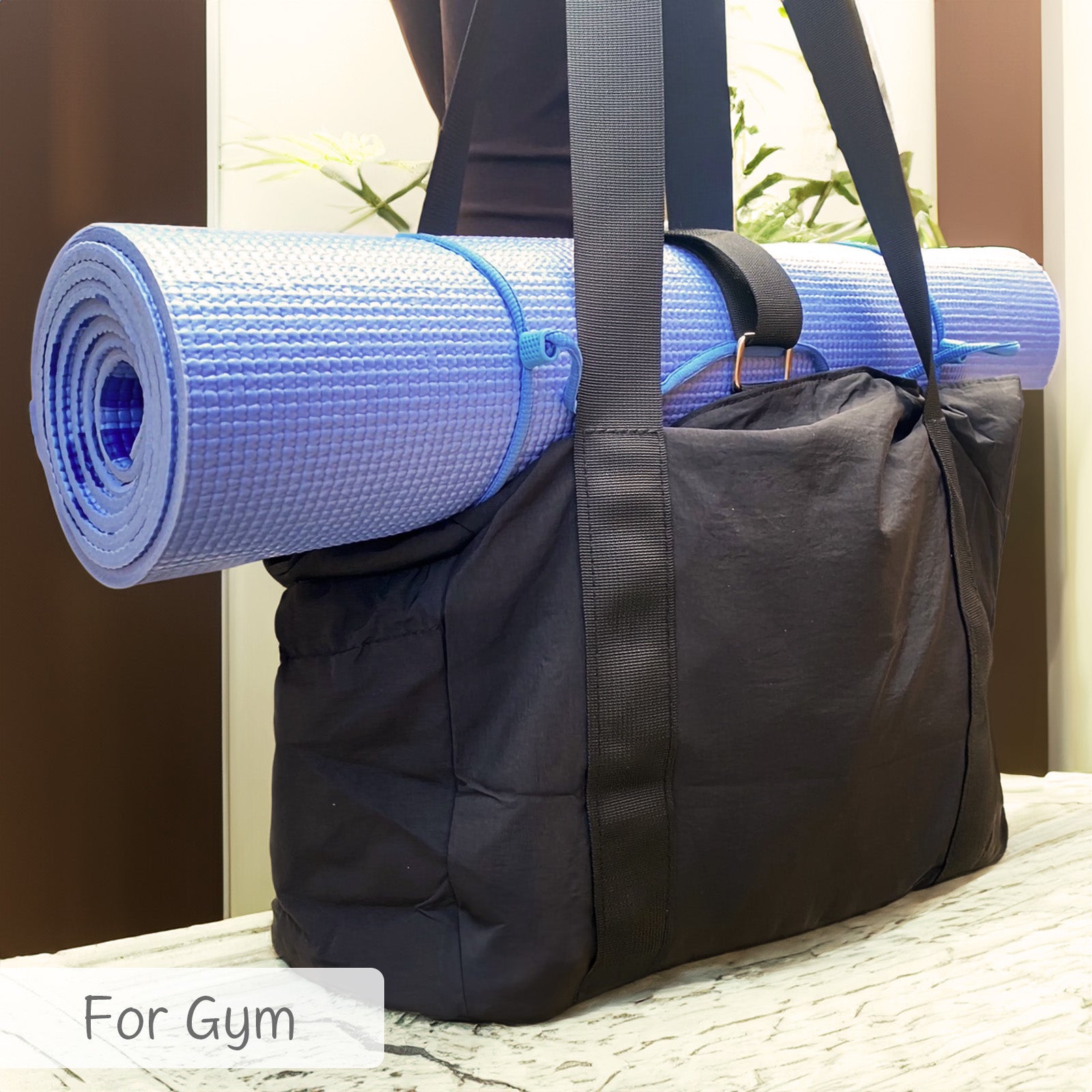 Wrapables Yoga Tote Bag, Gym, Work, Overnight, Travel Bag, Black