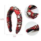 Wrapables Wide Knotted Headbands, Top Knot Headbands for Women and Girls, Holiday Red Plaid