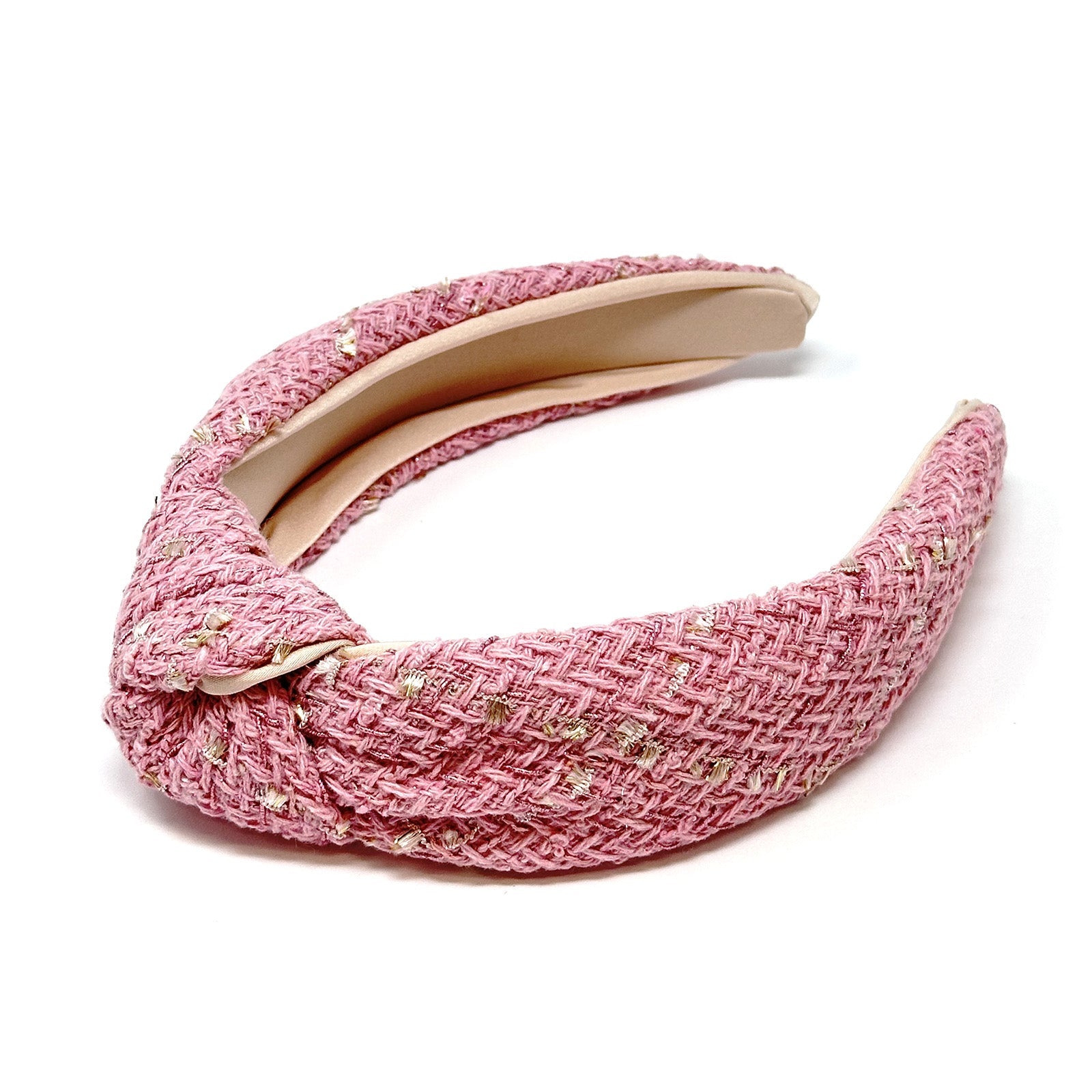 Wrapables Wide Knotted Headbands, Top Knot Headbands for Women and Girls, Pink Tweed