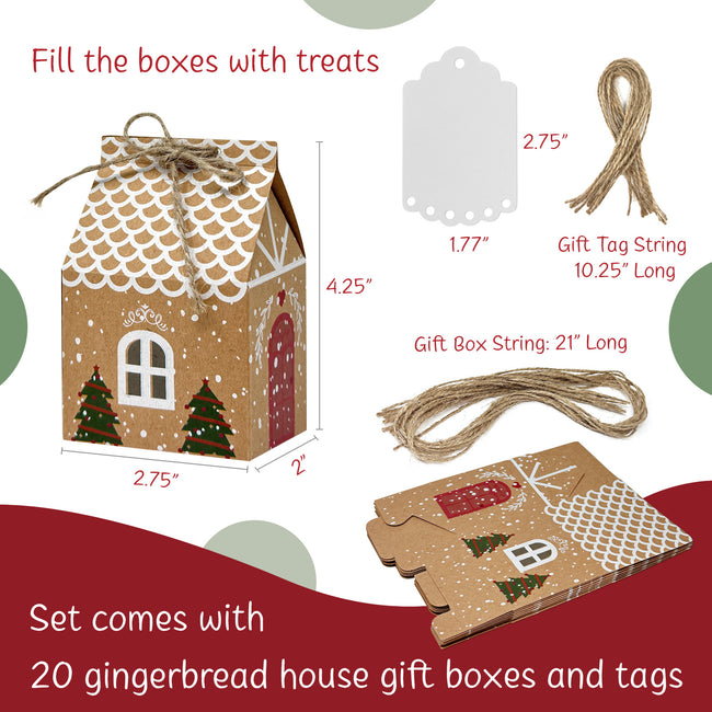 Wrapables Xmas Gingerbread House Gift Boxes & Tags 20pcs