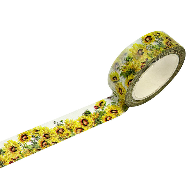 Wrapables Washi Masking Tape, 15mm x 10M, Sunflowers