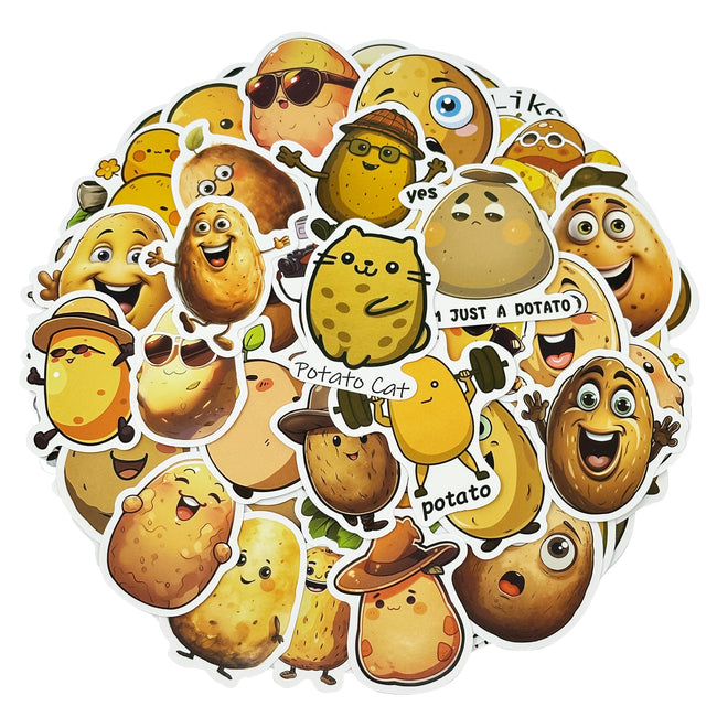 Wrapables Waterproof Vinyl Stickers, 100pcs, Potatoes