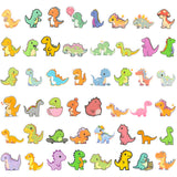 Wrapables Waterproof Vinyl Stickers, 100pcs, Cute Dinos