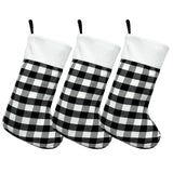 Wrapables Christmas Buffalo Plaid Stockings With Plush White Cuff, Hanging Fireplace Holiday Decoration (Set of 3), Black