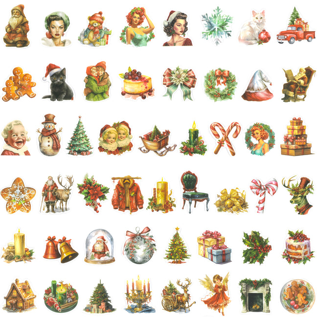 Wrapables Waterproof Christmas Vinyl Stickers, 100pcs, Classic Xmas