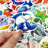 Wrapables Waterproof Vinyl Stickers, 100pcs, Marine Animals