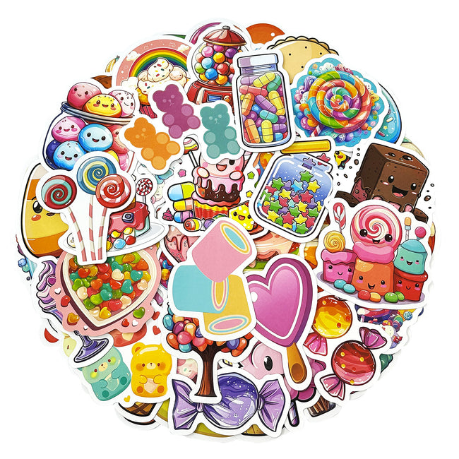 Wrapables Waterproof Vinyl Stickers, 100pcs, Sweet Treats