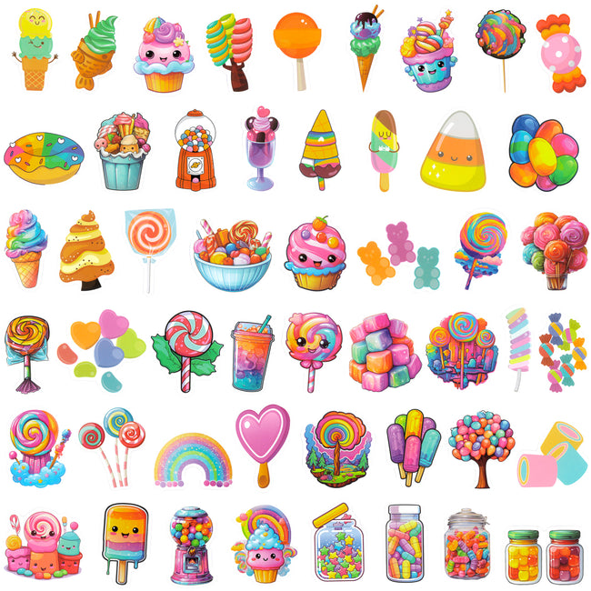 Wrapables Waterproof Vinyl Stickers, 100pcs, Sweet Treats