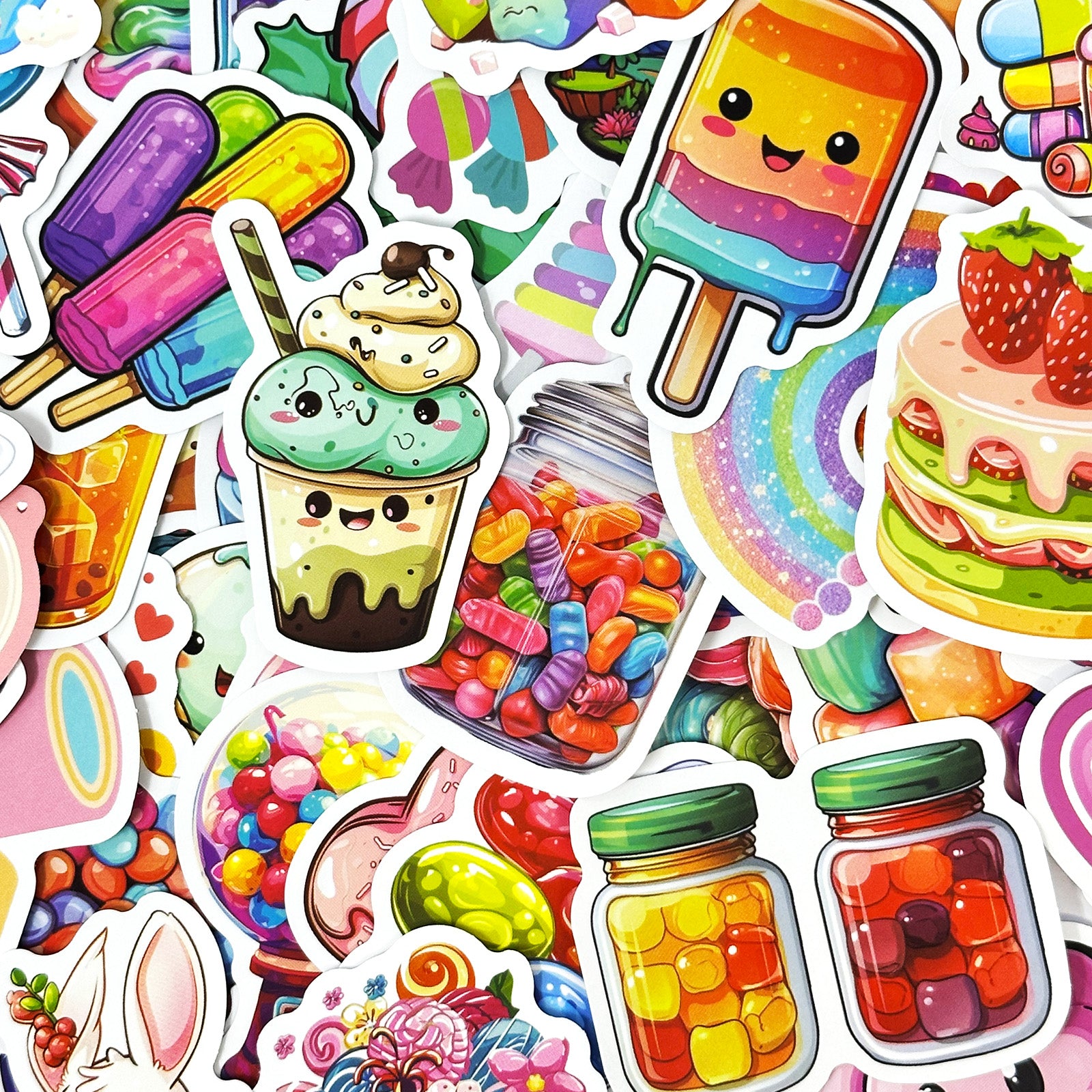 Wrapables Waterproof Vinyl Stickers, 100pcs, Sweet Treats