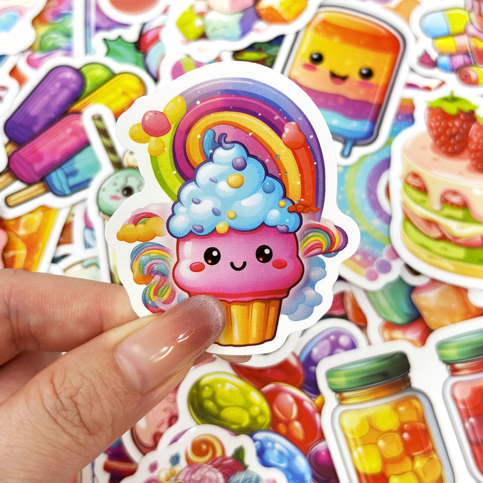 Wrapables Waterproof Vinyl Stickers, 100pcs, Sweet Treats